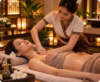 Gentle lymphatic drainage massage with soft lighting