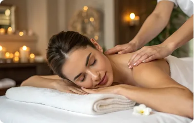 Client relaxing during a gentle relaxation massage
